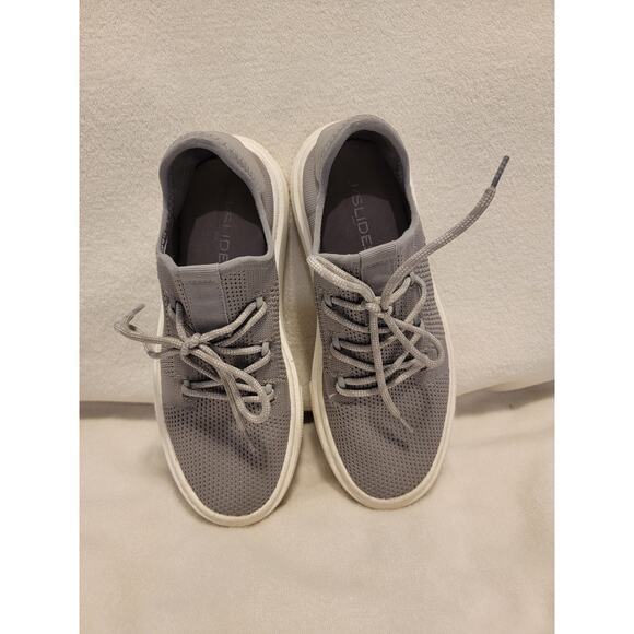 J Slides NYC Damien Platform Fashion Sneakers Lace Up Mesh Gray White Size 7 - Picture 2 of 8